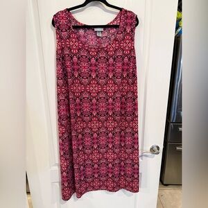 Catherines Fun & Flouncy Shift Dress Pink black white Burst Scroll plus size 3x